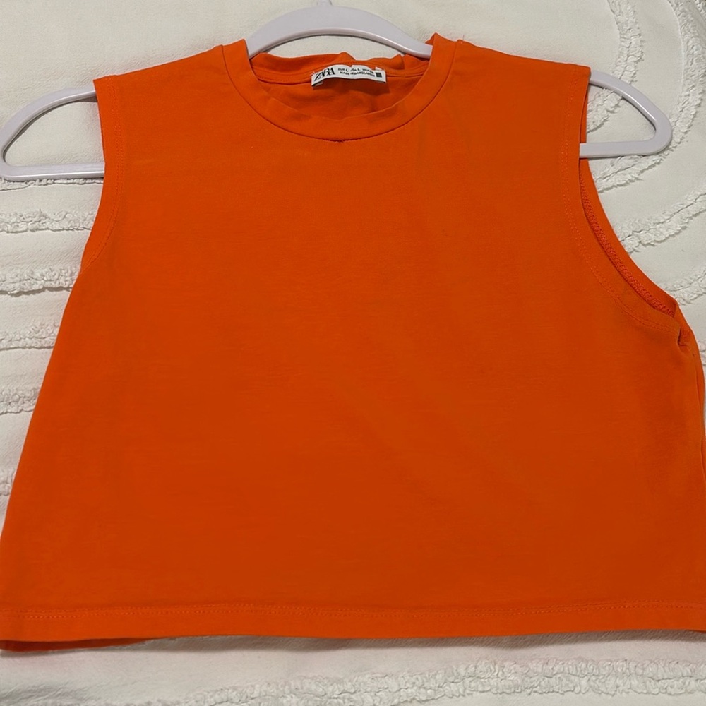 orange zara tank